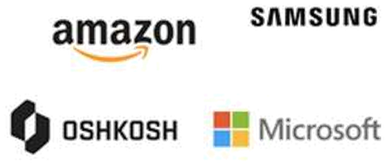Amazon, Samsung, Oshkosh, Microsoft